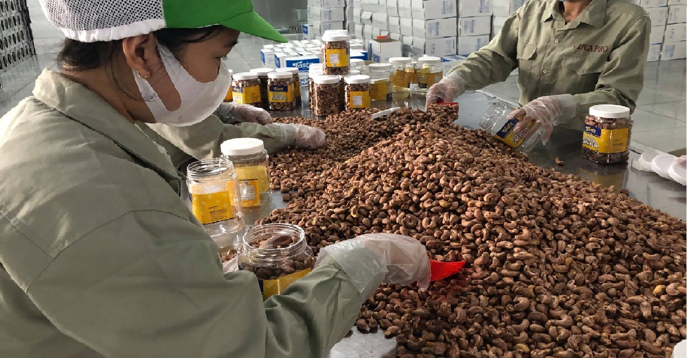 Vinapro's cashews are being processed at the factory